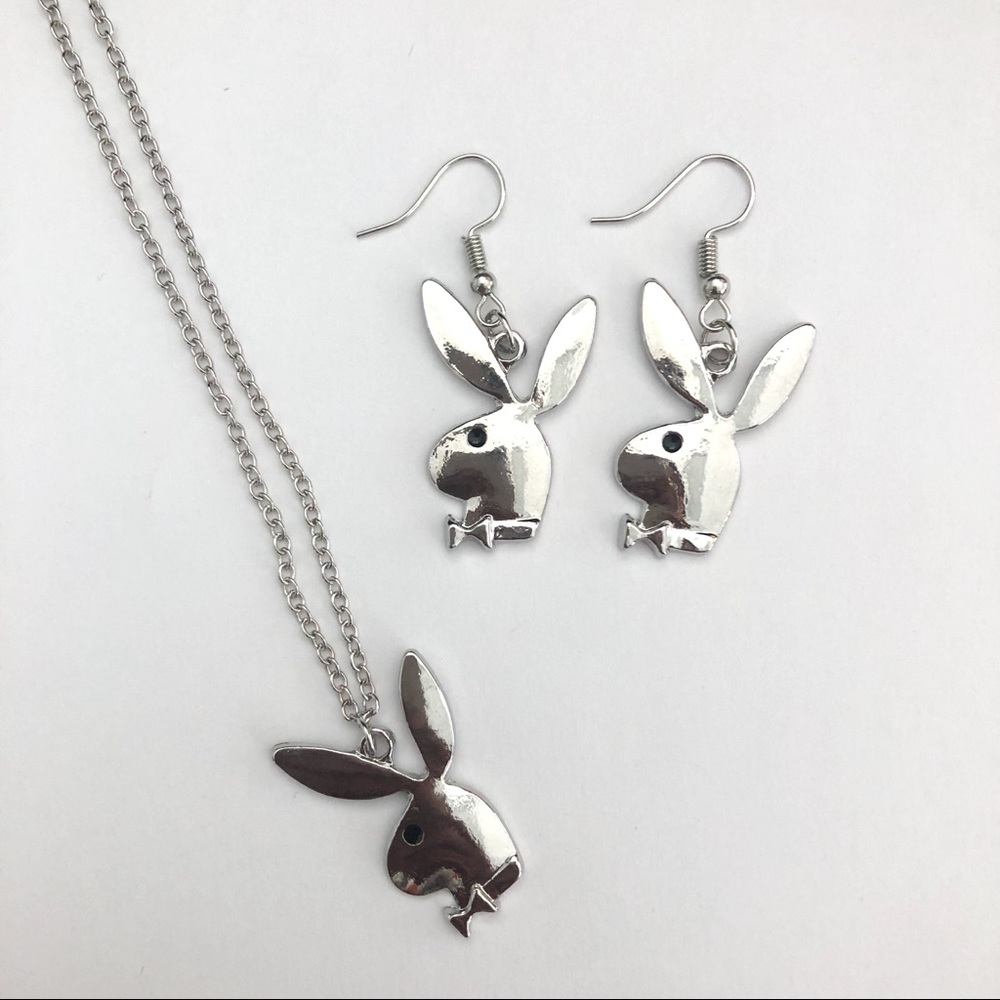 Playboy Bunny Earring & Necklace Set